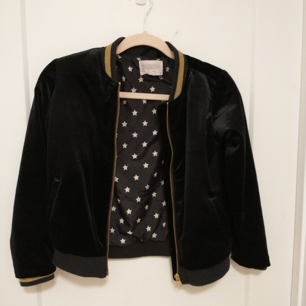 Gymboree black velvet bomber jacket
